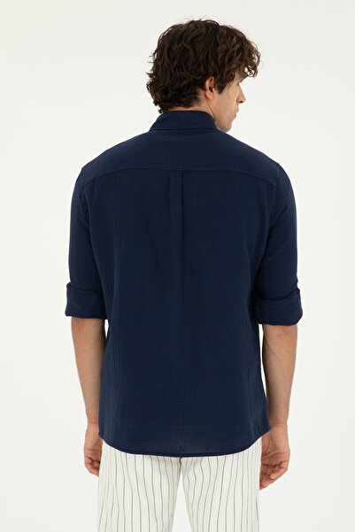 U.S. Polo Assn. U.S. POLO ERKEK REGOLAR FİT PAMUK KETEN SPOR GÖMLEK G081SZ004.000.1837750 LOMBA