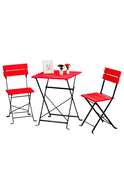MOBİLO Katlanır Masa Sandalye Bahçe Balkon Mutfak Takımı 2 Sandalye 1 Masa
