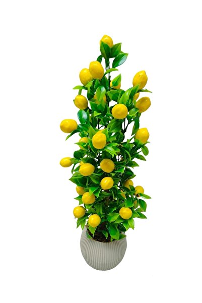 Cennet Home Limon Ağacı mutfak süsü Bej beyaz saksıda yapay çiçek
