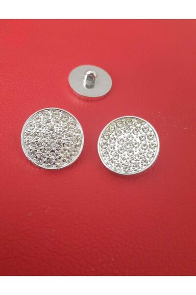 İMREN AKSESUAR Γκρι μεταλλικό κρυστάλλινο κουμπί - 2 εκ., 1 πακέτο 4 τεμάχια