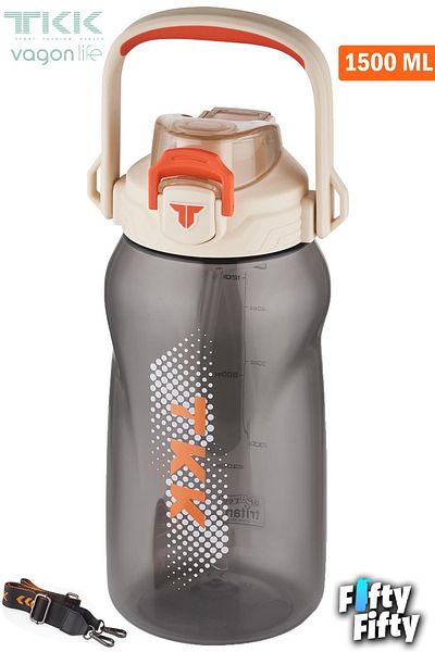 Vagonlife TKK 1500 ML Tritan Water Bottle - Single Lid, Dual Use, with Straw and Comfortable Drinking - FFTKK1027-1500ML