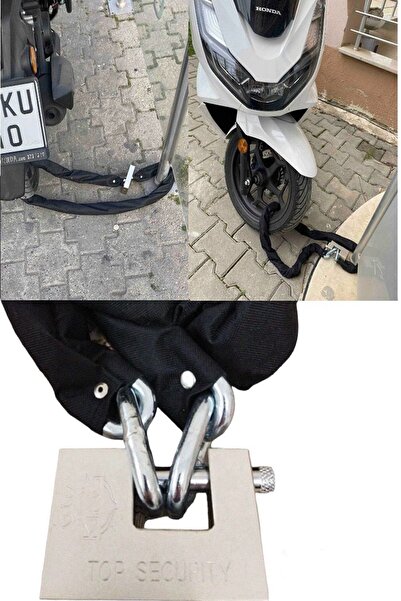PADRİ Motosiklet 1,3 Metre 10 mm Zincir Çelik Koruma Kılıflı Kilitli Motosikl...
