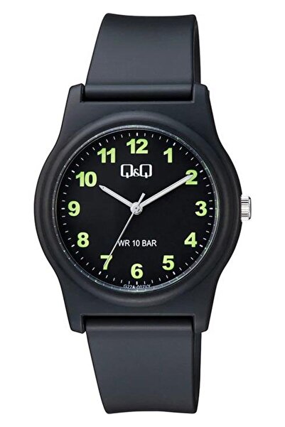 Q&Q G22A-002VY ساعة يد رجالية بسلك سيليكون أسود - أرقام