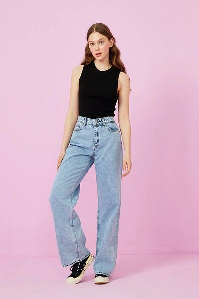 Livik Pantaloni largi din lycra pentru fete Niloya, cu talie super înaltă