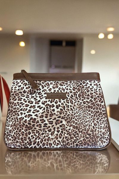 BAHELS Γυναικεία τσάντα Clutch & Clutch Καφέ Leopard Ειδικού Σχεδιασμού