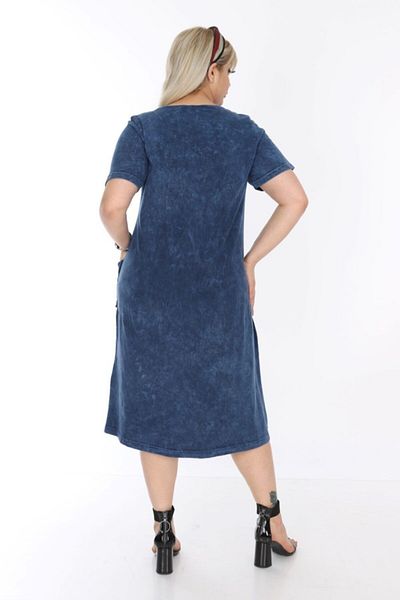 MJORA Rochie albastră din viscoză spălată