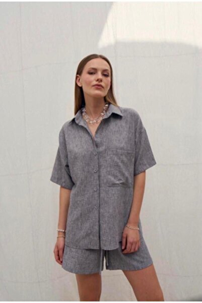 POİSE Linen Shirt and Shorts Two Piece Set