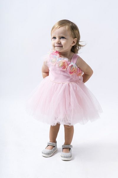 Canwin Colorful Rose Detailed Baby Girl Special Occasion Wedding Evening Dress