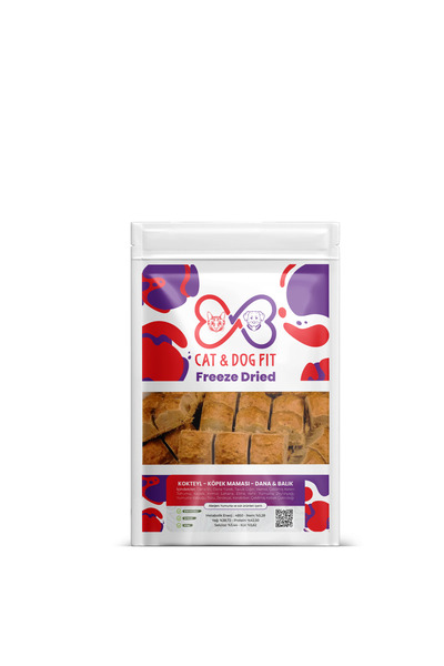 cat & dog fit Freeze- Dry Mama Kokteyl Köpek Maması Dana & Balık Tüm Yaş Grup...