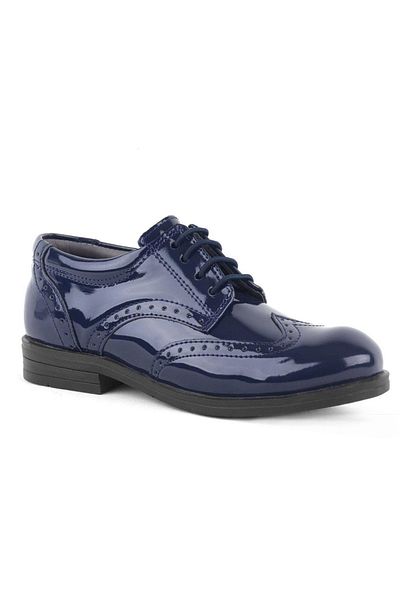 ceocuk Navy Blue Patent Leather Circumcision Wedding Tuxedo Rubber Laced Children's Shoes