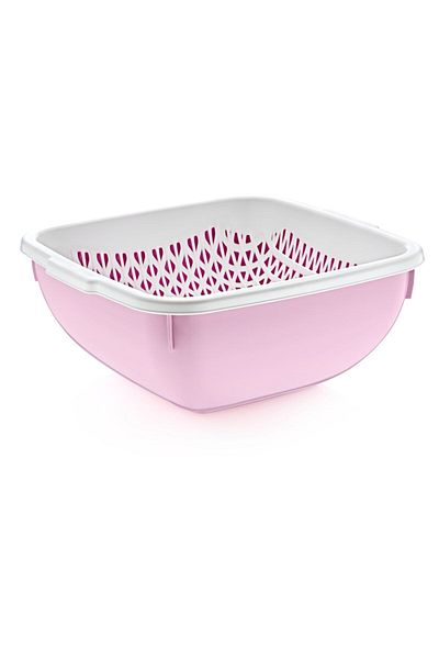Melkan Home 6-Liter Strainer and Square Bowl - Multi-Purpose, Powder Color Kitchen Supplies