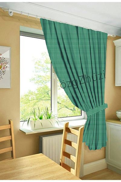perlina home Plaid Green Rustic Single Wing Plain Planting Background Curtain (Width X Length)
