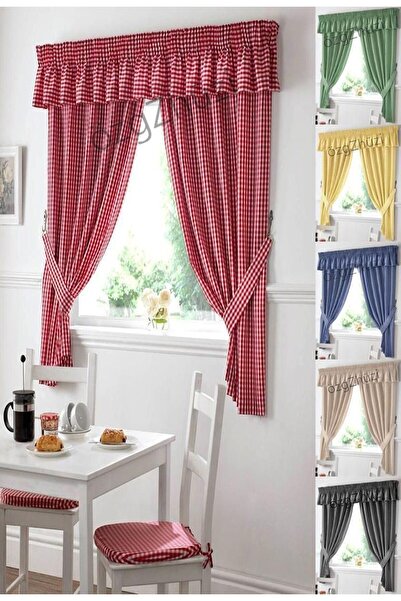 perlina home Gökkuşağı Renkleri 9 Renk Seçeneği Farbela+2 Kanat Fon Perde(en X Boy)