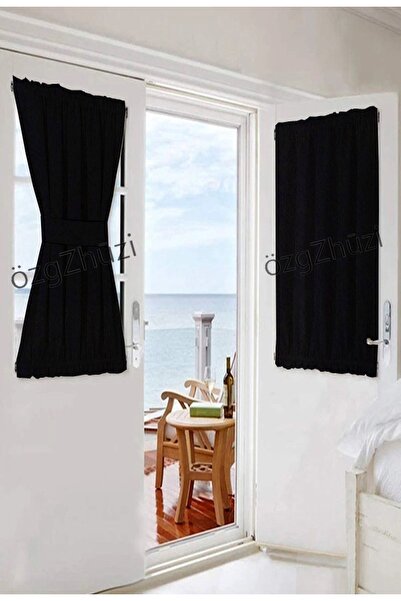 perlina home Room Elegant Door Curtain Black Width X Size (Slip on Rustic Pipe)