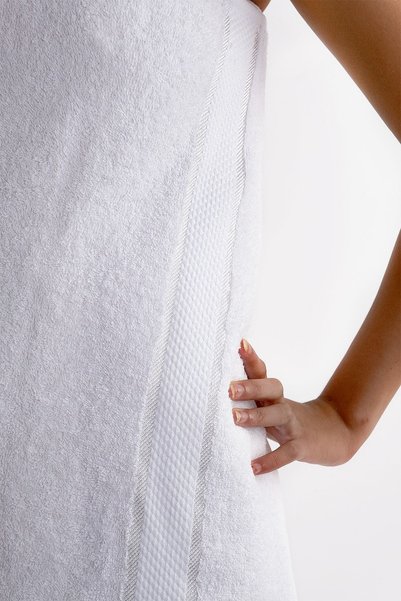 MODELHOME 100% Cotton White Colored Bath Towel and Head Towel Set