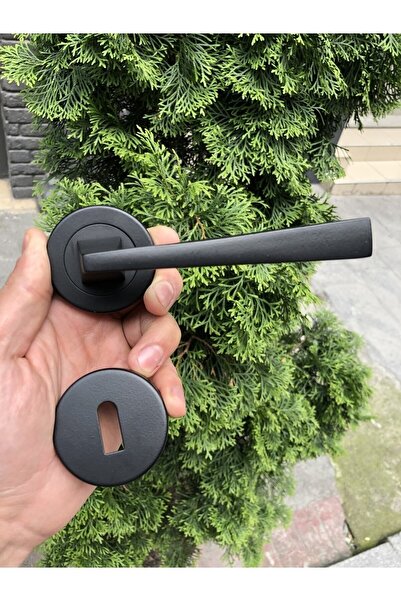 İyem Mâner de ușă rotund cu rozetă de lux (cameră) negru mat