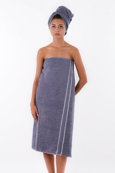 MODELHOME 100% Cotton Anthracite Colored Bath Towel and Head Towel Set