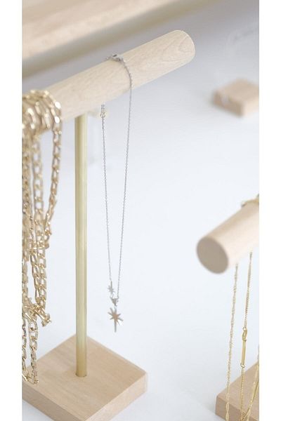 Kpleksi Wood and Brass t Pendant Hanger Jewelry Organizer Jewelry Hanger