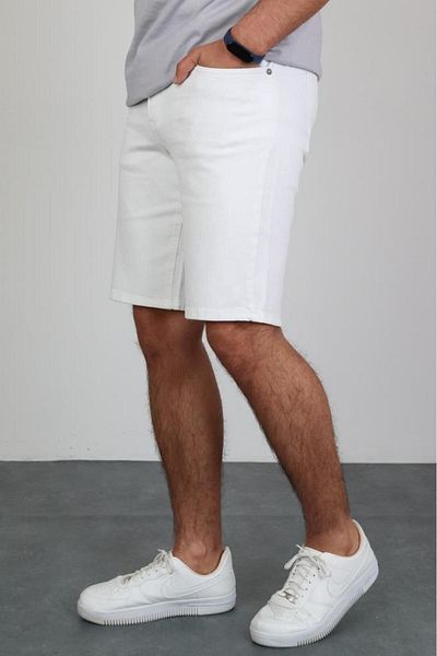 HLT JEANS Pantaloni scurți din blugi din denim, albi, albi, pentru bărbați Hlthe001951bz