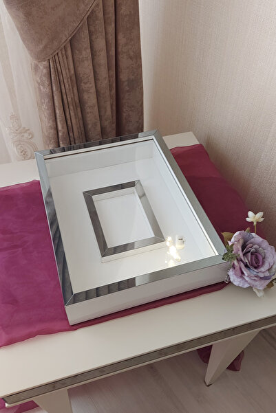 Verda Çerçeve 30x40 Cm Ledli Beyaz- Füme Fotoğraf Bölümlü Tasarım Gül Kutusu ...