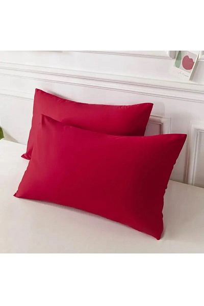 MODELHOME Burgundy Colored Cotton Fabric Pillow Case with Cover (2 PCS) 50 X 70 Cm