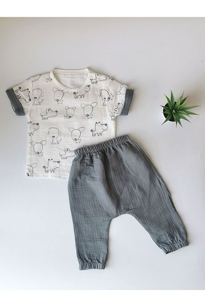 Butik Baby Boy Set Made of Muslin Fabric