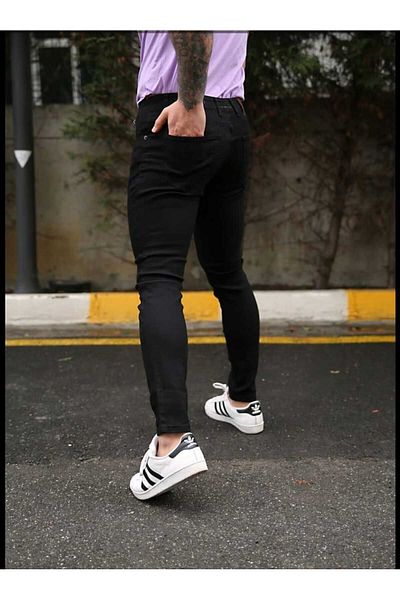 KING SEZAR Men's Black Straight Classic Comfortable Slim Fit Italian Cut- Regular Fit Lycra Men's Jeans