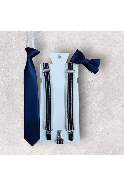 Çocuk Papyon Kravat ve Pantalon Askı Seti 0-15 Yaş