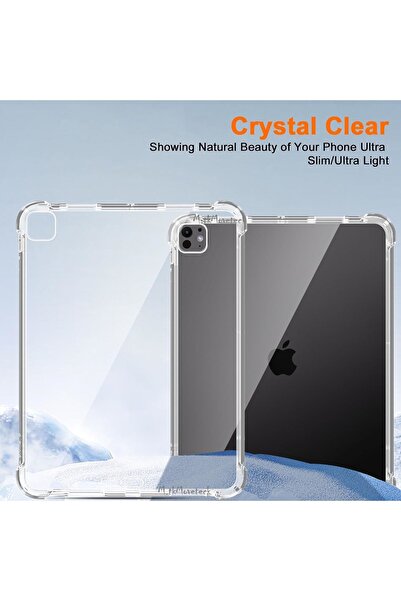 m.tk moveteck İpad Pro 13"inç 2024 Uyumlu Kılıf Arkası Şeffaf Köşe Korumalı Darbeye Dayanıklı Silikon Kılıfı M4