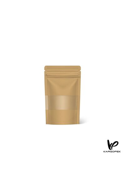 KARGOPEK Doypack Kraft Pencereli Kilitli Poset 11*18,5 (50 ADET)