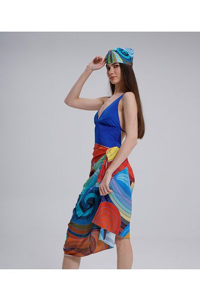 nehir eşarp 95x145 Colorful Marbled Patterned Pareo