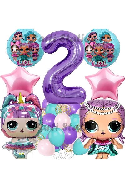 Parti Station Concept 2 Years Old Balloon Set Unicorn Purple Number Balloon Party Birthday Balloon Set