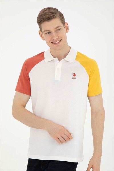 U.S. Polo Assn. Ανδρικό μπλουζάκι εκρού ELIFSU BUTİKHOME