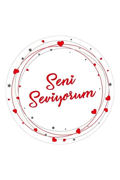 hediyehobihersey Seni Seviyorum Yazılı Yenilebilir Resimli Pasta Üstü Yenileb...