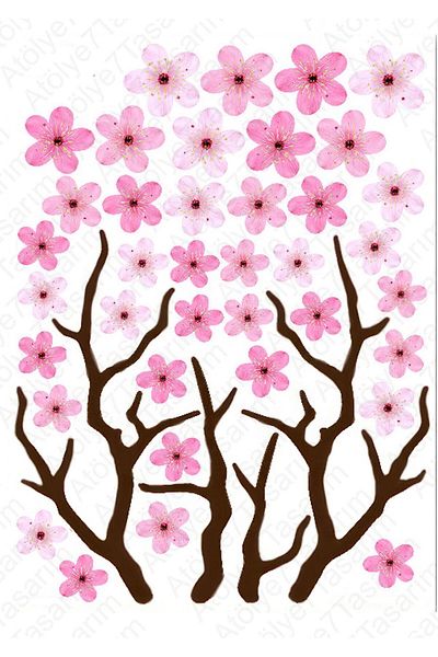 Atölye7Tasarım Edible Cherry Flower Patterned Food and Pastry Decoration - Cookie Sugar Paper