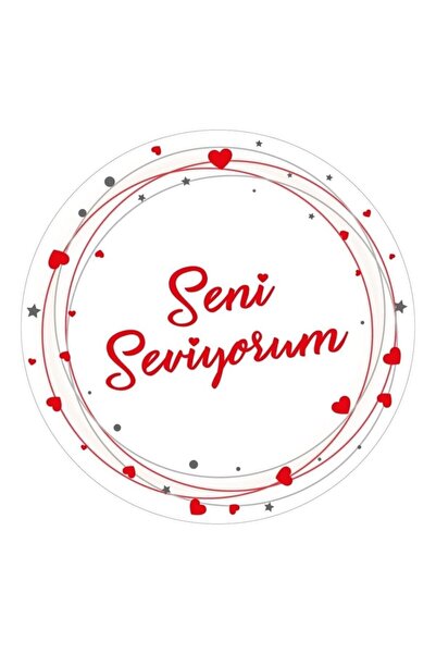 Atölye7Tasarım Seni Seviyorum Yazılı Yenilebilir Resimli Pasta Üstü Yenilebil...