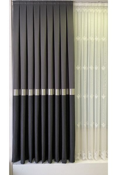 Fon Dünyası Panel Background Curtain Dark Gray Anthracite (Single Wing)