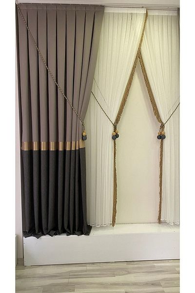 Fon Dünyası Panel Background Curtain Mink Dark Anthracite