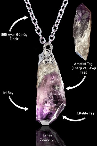 Tesbih Atölyesi XXL Certified Raw Unprocessed Amethyst Necklace