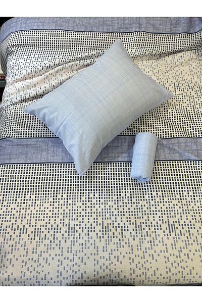 ŞENER HOME Set Blue Pique dublu - Cearșaf cu model și elastic