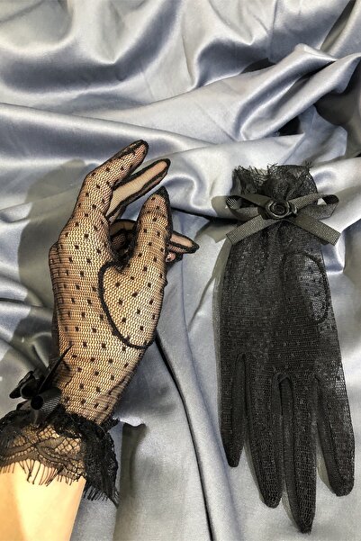 Limelia Puanlı Siyah Dantelli Eldiven