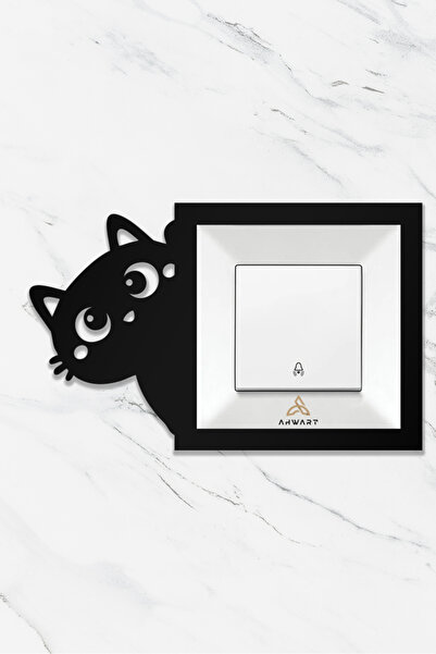 AHWART Kedi Temalı Ahşap Priz Çerçevesi, Dekoratif Priz ve Anahtar Çerçevesi