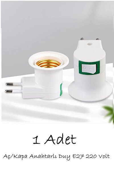 ANKTEK Duy E27 Aç/Kapa Anahtarlı Duy Standart Ampul Duyu Prize Takılan 220 Vo...