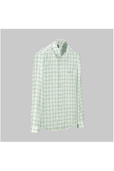 Sarar Men's Green Linen Slim Fit Shirt - GOIAS SOHO