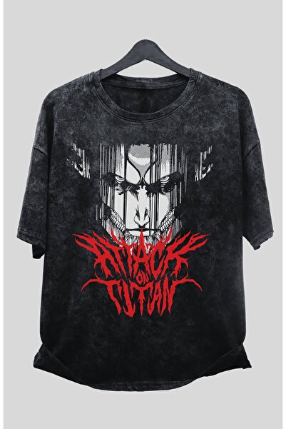 Fuddy Moda Eren Yeager Titan Form Printed Unisex Oversize Tricou - Tricou Anime Vintage lavabil