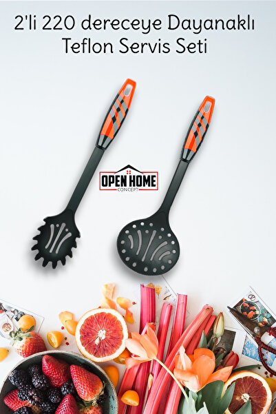 Open Home Concept 2'li Kırmızı Yanmaz Yapışmaz Teflon Servis Seti 220 ° Dayan...