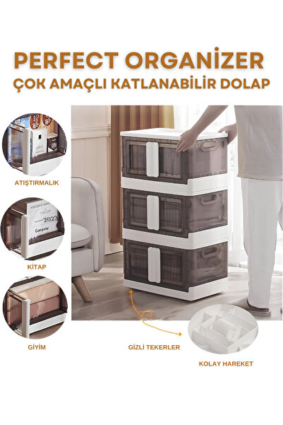 AKELİM HOME Perfect Organizer Çok Amaçlı Tekerlekli Katlanabilir Dolap ve Düzenleyici