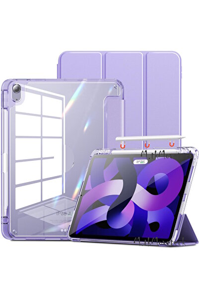 m.tk moveteck İpad Air 4/5/6 Nesil ipad Air 11 M2/M3 Kılıf Magnetik Kalem Şarj Bölmeli Akıllı Uyku Modlu Şeffaf