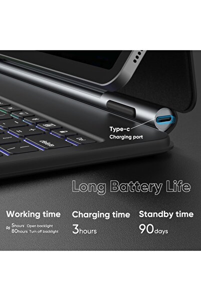 m.tk moveteck Samsung Galaxy Tab S7 Fe S8 Plus 12.4" Compatible Magic Keyboard Touchpad Rgb Illuminated Keyboard Case T733