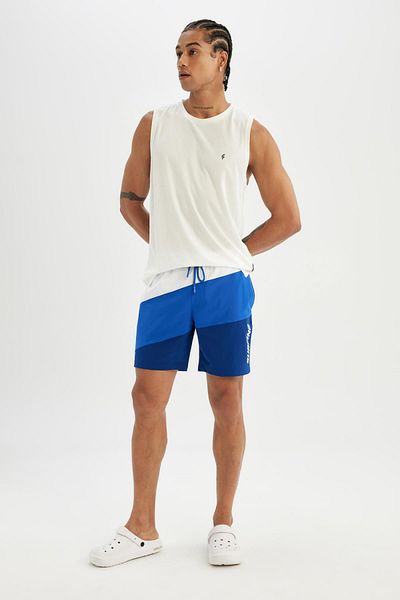 DeFacto Fit Sea Shorts – Regular Fit bedruckter Sportler, Denek Textured